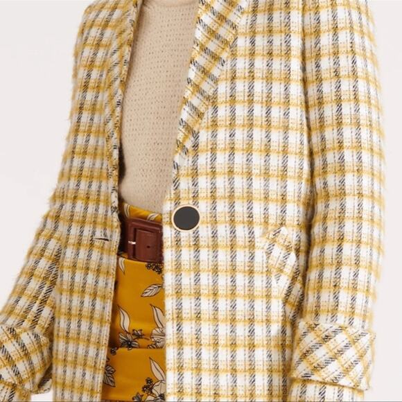 Veronica Beard Yellow White Plaid Jin Dickey Coat Blazer Size S NWOT - Picture 5 of 13